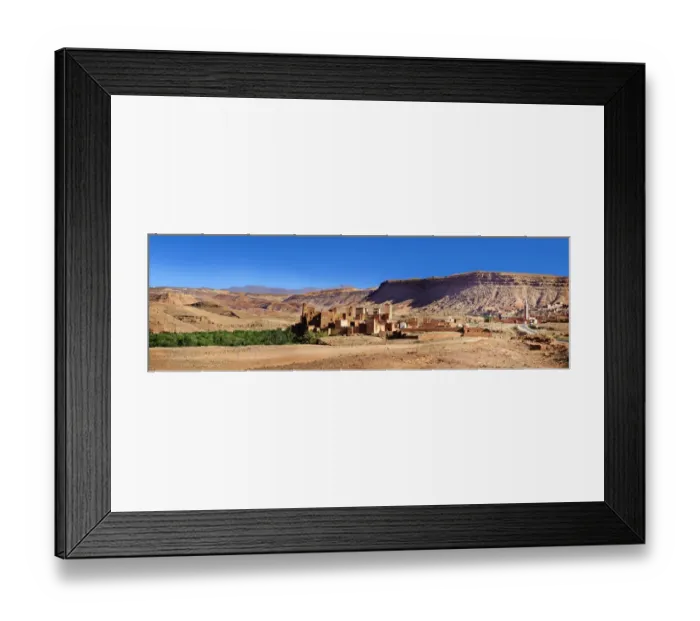 Framed Print : The Glaoui Kasbahs in the Ounilla valley surrounded by the hammada stone desert in the foothills of the Altas mountains, Tamedaght, Morocco