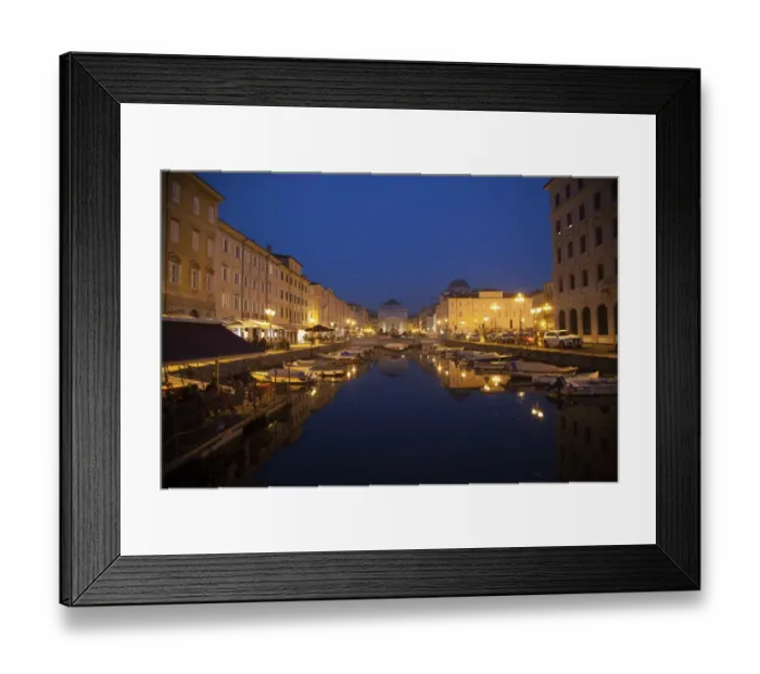 Framed Print : Via Vincenzo Bellini, canal, at night, Trieste, Friuli-Venezia Giulia, Italy Framed Print : Via Vincenzo Bellini, canal, at night, Trieste, Friuli-Venezia Giulia, Italy