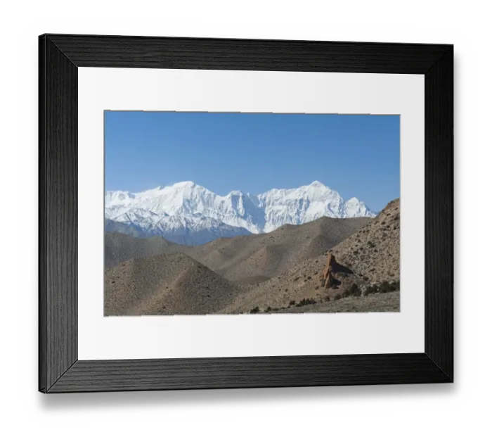 Framed Print : Barren hilly landscape, the snow-covered Mt Nilgiri North, 7061 m, at back, Annapurna Range near Samar, Upper Mustang, Lo, Nepal Framed Print : Barren hilly landscape, the snow-covered Mt Nilgiri North, 7061 m, at back, Annapurna Range near Samar, Upper Mustang, Lo, Nepal