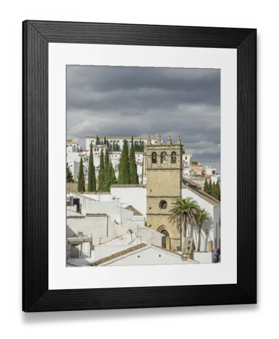 Framed Print : Iglesia Padre Jesus church, from the Casa del Rey Moro, Ronda, Malaga province, Andalucia, Spain