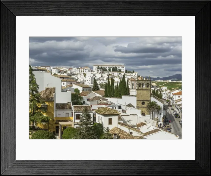 Framed Print : Townscape with the church Iglesia Padre Jesus, from the Casa del Rey Moro, Ronda, Malaga province, Andalucia, Spain Framed Print : Townscape with the church Iglesia Padre Jesus, from the Casa del Rey Moro, Ronda, Malaga province, Andalucia, Spain