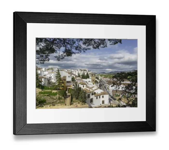 Framed Print : Townscape with the church Iglesia Padre Jesus, from the Casa del Rey Moro, Ronda, Malaga province, Andalucia, Spain Framed Print : Townscape with the church Iglesia Padre Jesus, from the Casa del Rey Moro, Ronda, Malaga province, Andalucia, Spain
