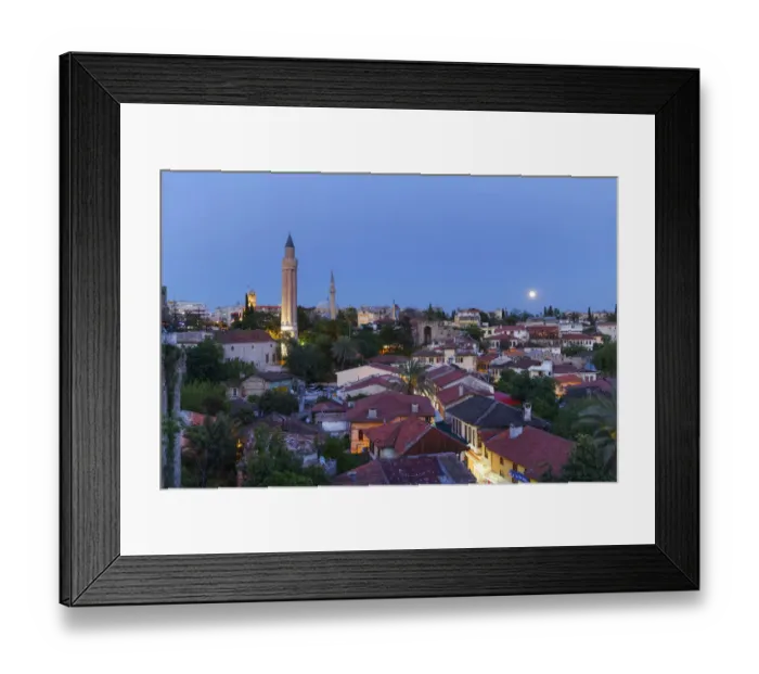 Framed Print : View of the old town with Fluted Minaret, Kaleici, Antalya, Antalya Province, Turkey Framed Print : View of the old town with Fluted Minaret, Kaleici, Antalya, Antalya Province, Turkey