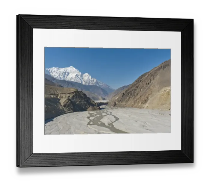Framed Print : Snow-capped Mt Nilgiri North, 7061 m, Kali Gandaki River with gorge at front, Upper Mustang, Lo, Nepal Framed Print : Snow-capped Mt Nilgiri North, 7061 m, Kali Gandaki River with gorge at front, Upper Mustang, Lo, Nepal