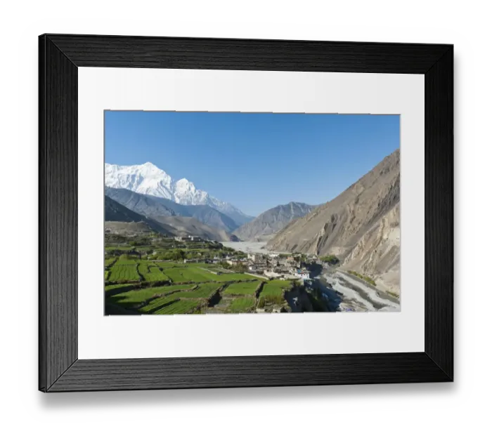 Framed Print : Settlement on the Kali Gandaki River, snow-capped Mt Nilgiri North, 7061 m, at back, Kagbeni, Lower Mustang, Lo, Nepal
