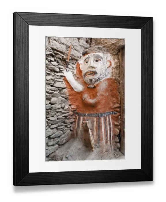 Framed Print : Animistic figure as a guard at the entrance to a house, Kagbeni village, Lower Mustang, Nepal, Asia Framed Print : Animistic figure as a guard at the entrance to a house, Kagbeni village, Lower Mustang, Nepal, Asia