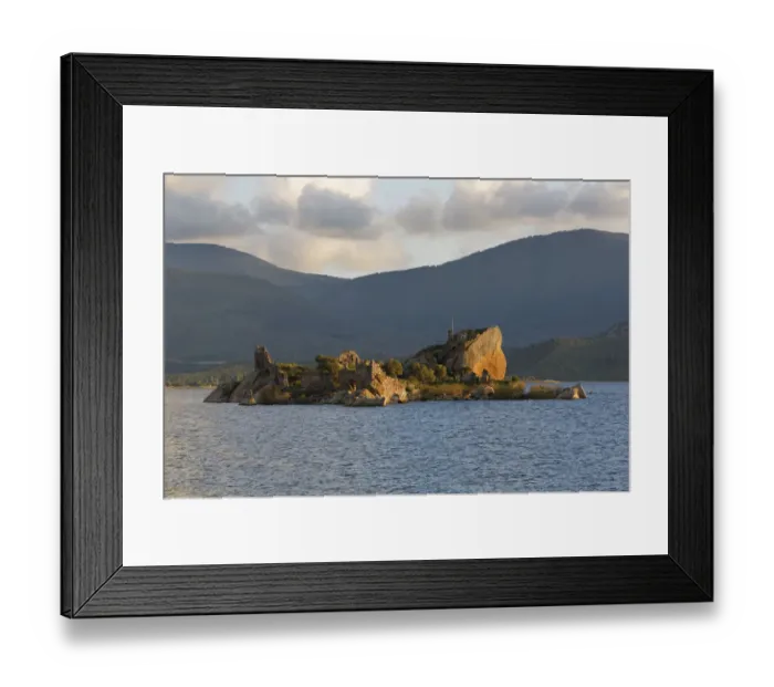 Framed Print : Byzantine fortress on an island in Lake Bafa, Lake Bafa, Mugla Province, Aegean region, Turkey Framed Print : Byzantine fortress on an island in Lake Bafa, Lake Bafa, Mugla Province, Aegean region, Turkey