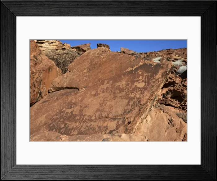 Framed Print : Rock carvings of the San people, Damaraland, Kunene Region, Namibia Framed Print : Rock carvings of the San people, Damaraland, Kunene Region, Namibia