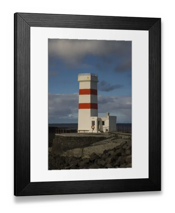 Framed Print : Old lighthouse, Gardur, Sudurnes or Southern Peninsula, Iceland