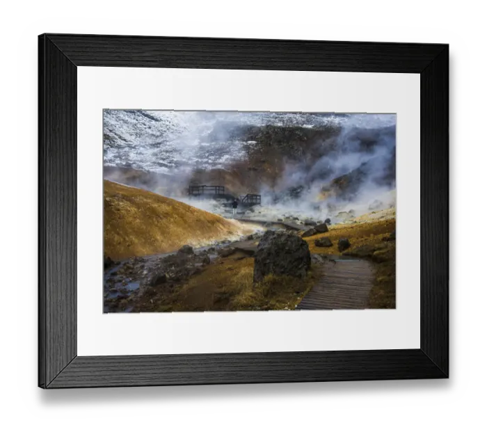 Framed Print : Geothermal field, fumaroles of Seltun, Krysavik, Iceland Framed Print : Geothermal field, fumaroles of Seltun, Krysavik, Iceland