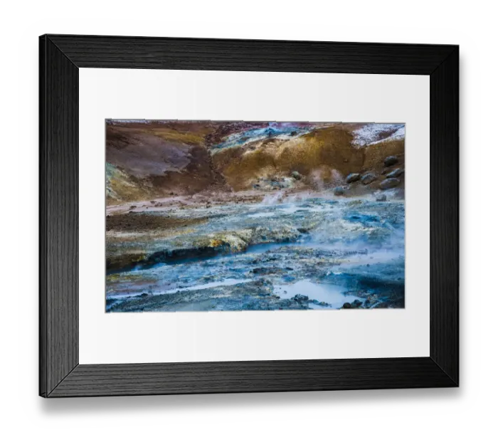 Framed Print : Geothermal field, fumaroles of Seltun, Krysavik, Iceland Framed Print : Geothermal field, fumaroles of Seltun, Krysavik, Iceland