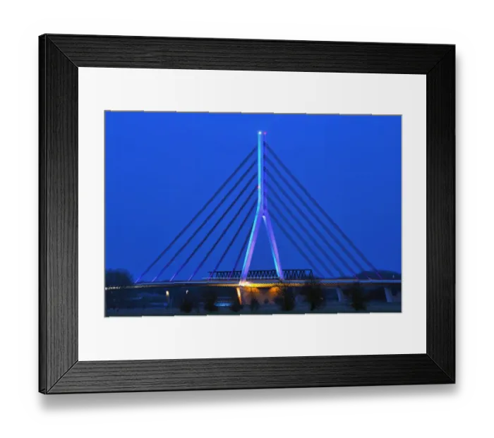 Framed Print : Illuminated Niederrheinbrucke Wesel, road bridge at night, Wesel, North Rhine-Westphalia, Germany Framed Print : Illuminated Niederrheinbrucke Wesel, road bridge at night, Wesel, North Rhine-Westphalia, Germany
