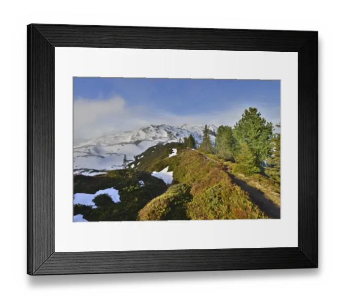 Framed Print : Mountain landscape with snow, Mt Gilfert at the back, from Mt Kleiner Gamsstein, Tux Prealps, Tyrol, Austria Framed Print : Mountain landscape with snow, Mt Gilfert at the back, from Mt Kleiner Gamsstein, Tux Prealps, Tyrol, Austria