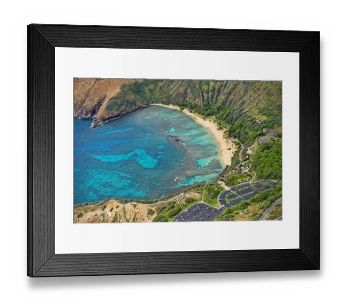 Framed Print : Aerial view, Hanauma Bay Oahu, Hawaii, United States Framed Print : Aerial view, Hanauma Bay Oahu, Hawaii, United States