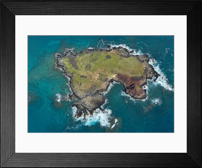Framed Print : Aerial view, Kaohikaipu Island, Black Rock or Turtle Island, Oahu, Hawaii, United States Framed Print : Aerial view, Kaohikaipu Island, Black Rock or Turtle Island, Oahu, Hawaii, United States