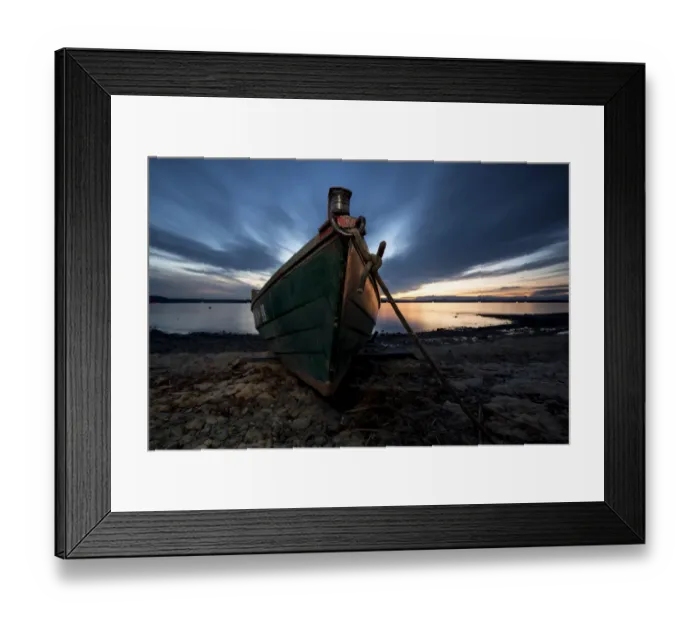 Framed Print : Fishing boat at dusk, Reichenau Island, Lake Constance, Baden-Wuerttemberg, Germany Framed Print : Fishing boat at dusk, Reichenau Island, Lake Constance, Baden-Wuerttemberg, Germany