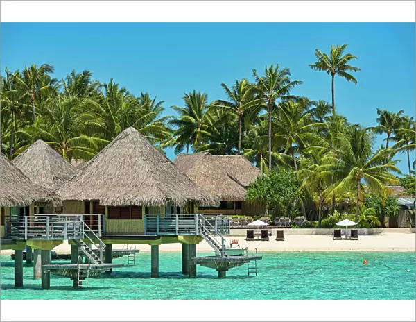 Holiday resort with overwater bungalows, Bora Bora, French Polynesia