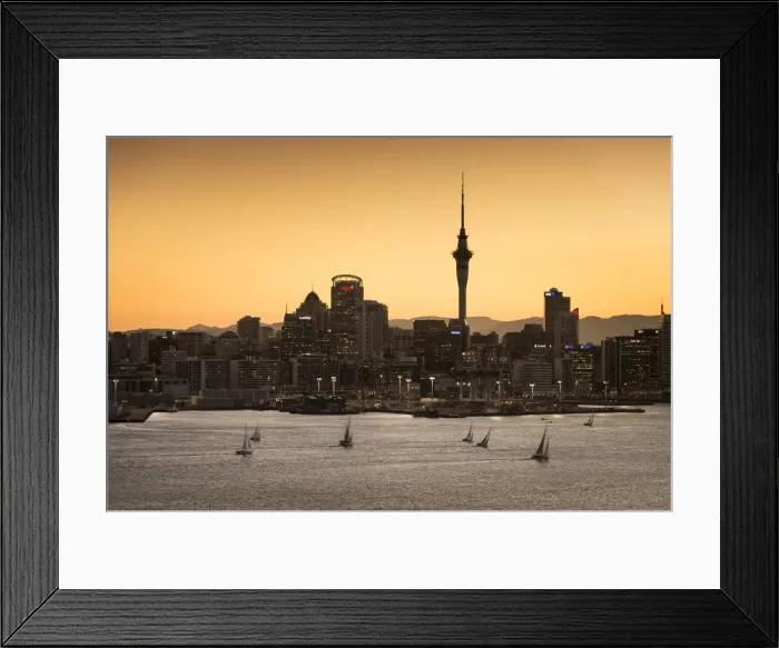 Framed Print : Skyline of Auckland with the Sky Tower at dusk, Auckland, North Island, New Zealand Framed Print : Skyline of Auckland with the Sky Tower at dusk, Auckland, North Island, New Zealand