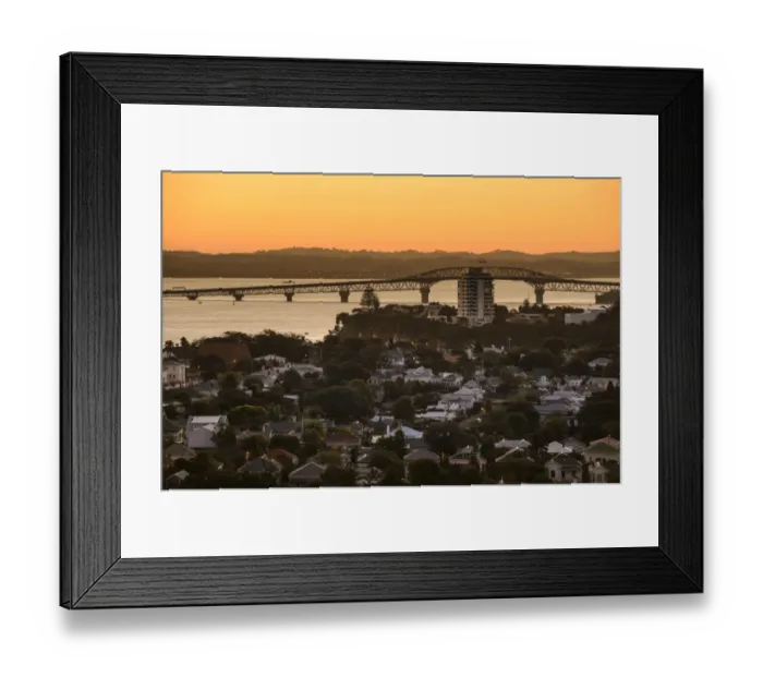 Framed Print : Harbour Bridge at dusk, Devonport, Auckland, North Island, New Zealand