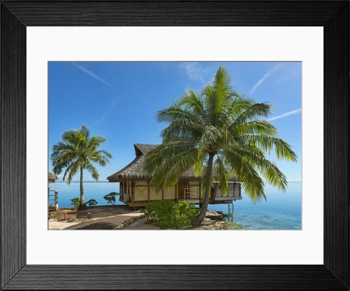 Framed Print : Overwater bungalow, Moorea, French Polynesia Framed Print : Overwater bungalow, Moorea, French Polynesia