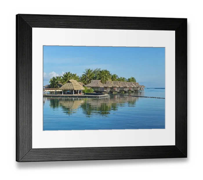 Framed Print : Overwater bungalows, Moorea, French Polynesia Framed Print : Overwater bungalows, Moorea, French Polynesia