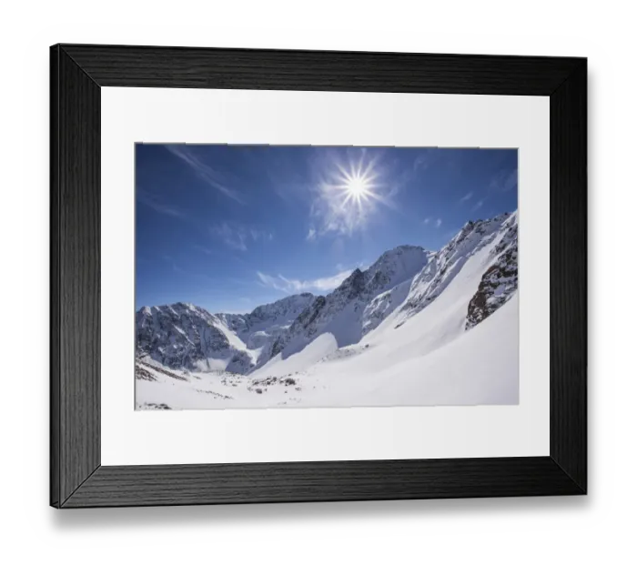 Framed Print : Winter landscape with sun toward the Steintalspitze summit, Stubai Alps, Tyrol, Austria Framed Print : Winter landscape with sun toward the Steintalspitze summit, Stubai Alps, Tyrol, Austria