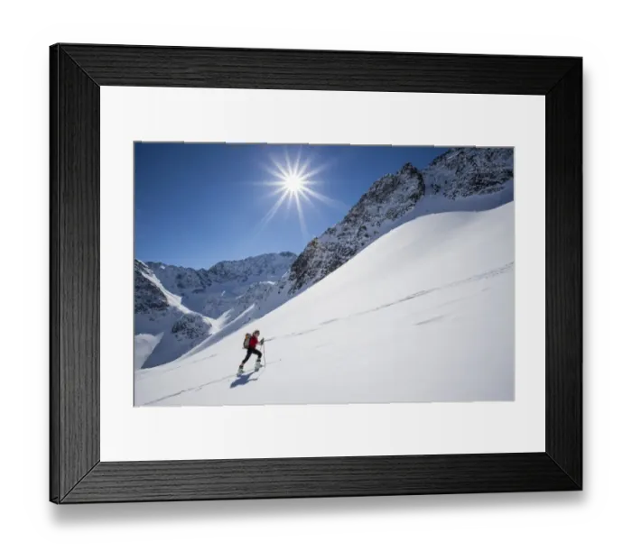 Framed Print : Ski tour walker to the Steintalspitzen summits, Stubai Alps, Kuhtai, Tyrol, Austria Framed Print : Ski tour walker to the Steintalspitzen summits, Stubai Alps, Kuhtai, Tyrol, Austria