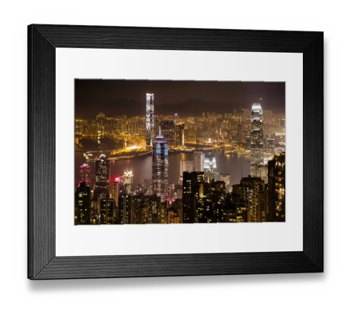 Framed Print : View over Hong Kong skyline from Victoria Peak at night, Central District, Hong Kong, China Framed Print : View over Hong Kong skyline from Victoria Peak at night, Central District, Hong Kong, China