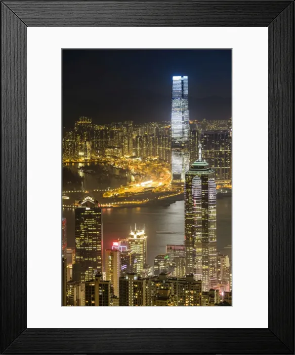 Framed Print : View over Hong Kong skyline from Victoria Peak at night, Central District, Hong Kong, China Framed Print : View over Hong Kong skyline from Victoria Peak at night, Central District, Hong Kong, China