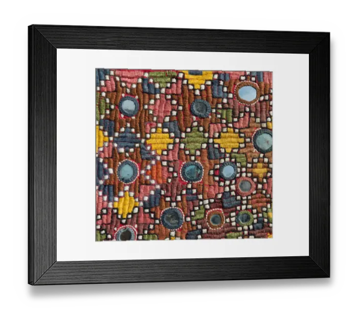 Framed Print : Traditional wall hanging from Rajasthan, colourful, inlaid with mirrors, detail, Udaipur, Rajasthan, India Framed Print : Traditional wall hanging from Rajasthan, colourful, inlaid with mirrors, detail, Udaipur, Rajasthan, India
