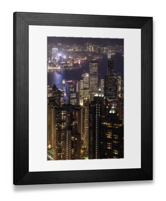 Framed Print : View from Victoria Peak across the high-rise buildings at night, Central District, Hong Kong, China Framed Print : View from Victoria Peak across the high-rise buildings at night, Central District, Hong Kong, China