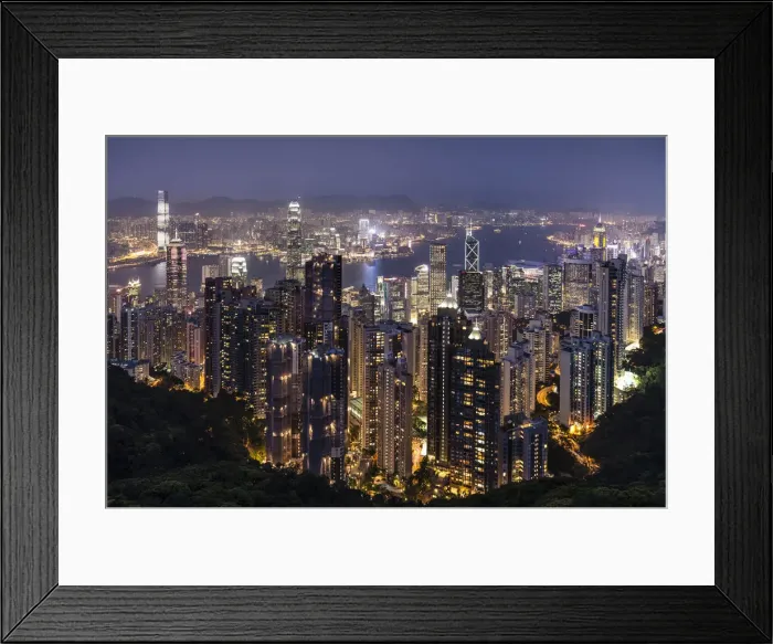 Framed Print : Panoramic view from Victoria Peak across the high-rise buildings at night, Central District, Hong Kong, China Framed Print : Panoramic view from Victoria Peak across the high-rise buildings at night, Central District, Hong Kong, China