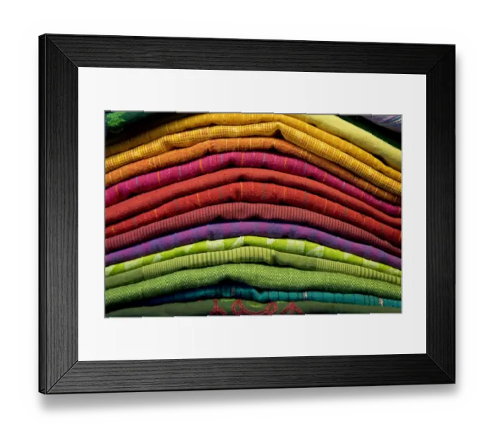 Framed Print : Stacked colourful towels, Kerala, India Framed Print : Stacked colourful towels, Kerala, India