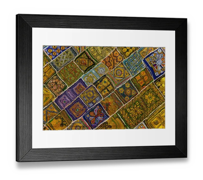 Framed Print : Colourful traditional wall hanging from Rajasthan, inlaid with small mirrors, Rajasthan, India Framed Print : Colourful traditional wall hanging from Rajasthan, inlaid with small mirrors, Rajasthan, India