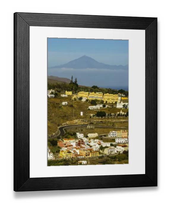Framed Print : Town of Playa de Santiago, Mount Teide or Pico del Teide at back, Playa de Santiago, La Gomera, Canary Islands, Spain Framed Print : Town of Playa de Santiago, Mount Teide or Pico del Teide at back, Playa de Santiago, La Gomera, Canary Islands, Spain