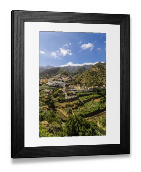 Framed Print : Town of Vallehermoso, from the Mirador Almendrillo, Vallehermoso, La Gomera, Canary Islands, Spain Framed Print : Town of Vallehermoso, from the Mirador Almendrillo, Vallehermoso, La Gomera, Canary Islands, Spain
