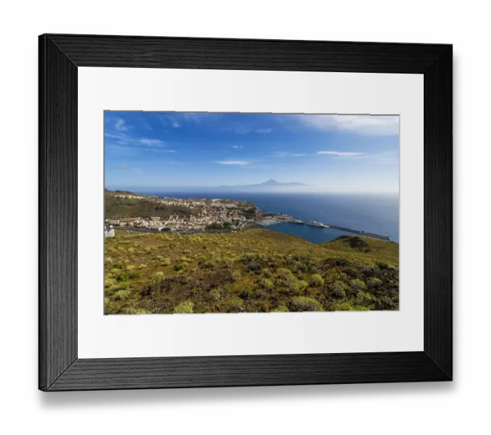 Framed Print : Town of San Sebastian, Mount Teide or Pico del Teide at back, San Sebastian de la Gomera, La Gomera, Canary Islands, Spain Framed Print : Town of San Sebastian, Mount Teide or Pico del Teide at back, San Sebastian de la Gomera, La Gomera, Canary Islands, Spain