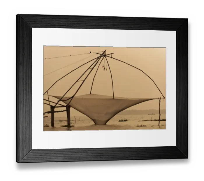 Framed Print : Chinese fishing net, Vembanad lake, Kerala, India Framed Print : Chinese fishing net, Vembanad lake, Kerala, India