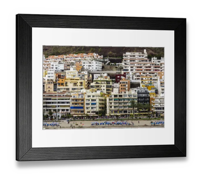 Framed Print : Hotels and apartments with a beach section, Los Cristianos, Tenerife, Canary Islands, Spain Framed Print : Hotels and apartments with a beach section, Los Cristianos, Tenerife, Canary Islands, Spain