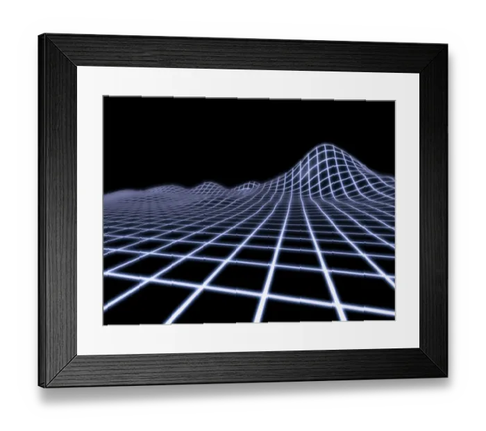Framed Print : Hills formed by a grid structure, conceptual image for a digital landscape, 3D illustration Framed Print : Hills formed by a grid structure, conceptual image for a digital landscape, 3D illustration
