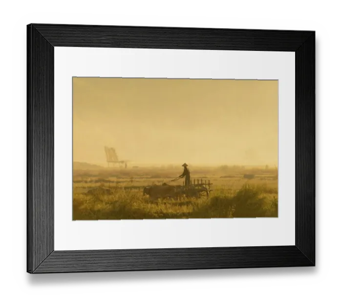 Framed Print : Oxen cart and a farmhand working in a rice paddy, morning mood, Ngapali Beach, Thandwe, Myanmar Framed Print : Oxen cart and a farmhand working in a rice paddy, morning mood, Ngapali Beach, Thandwe, Myanmar