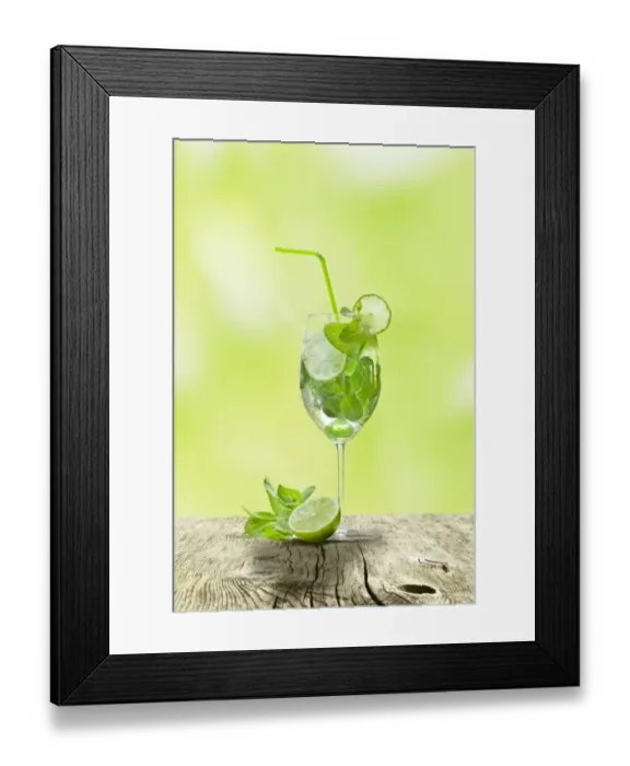 Framed Print : Hugo cocktail with lime and mint Framed Print : Hugo cocktail with lime and mint