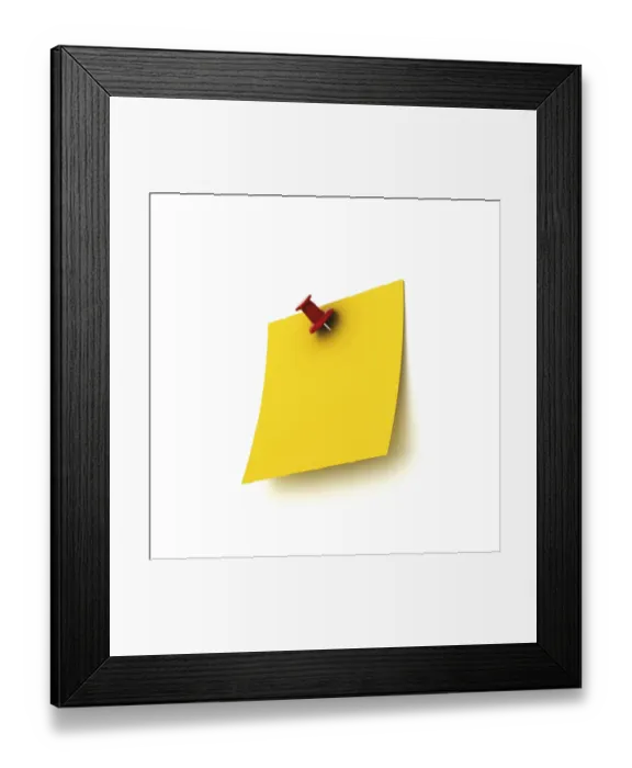 Framed Print : Note with a push pin, 3D rendering Framed Print : Note with a push pin, 3D rendering