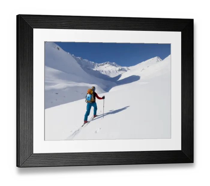 Framed Print : Ski tour walker to the Rietzer Grieskogel, Stubai Alps, Kuhtai, Tyrol, Austria