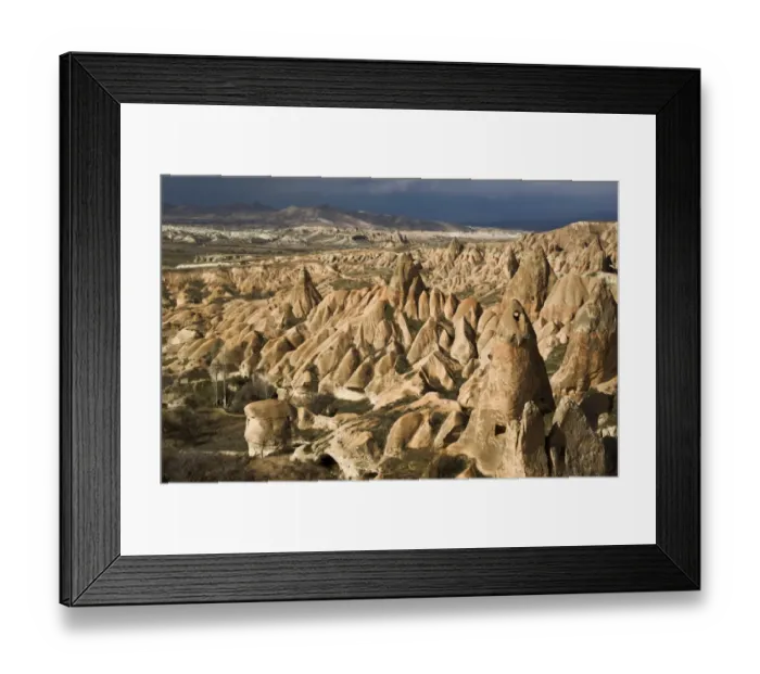 Framed Print : Erosion landscape, stormy atmosphere, Cappadocia, Turkey Framed Print : Erosion landscape, stormy atmosphere, Cappadocia, Turkey