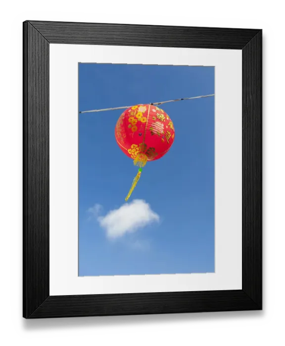 Framed Print : Red Chinese New Year lantern against blue sky, Songkhla, Thailand Framed Print : Red Chinese New Year lantern against blue sky, Songkhla, Thailand
