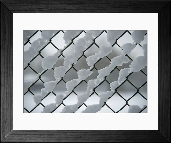 Framed Print : Snow on a chain link fence Framed Print : Snow on a chain link fence