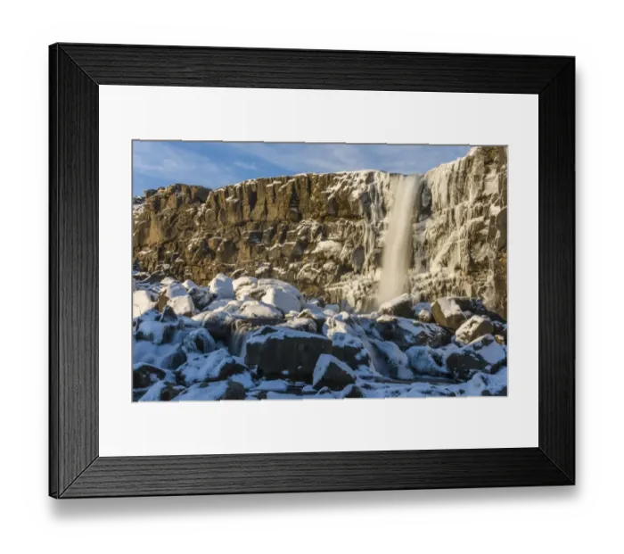 Framed Print : Oxararfoss waterfall, Allmannagja Gorge, Thingvellir, Iceland Framed Print : Oxararfoss waterfall, Allmannagja Gorge, Thingvellir, Iceland