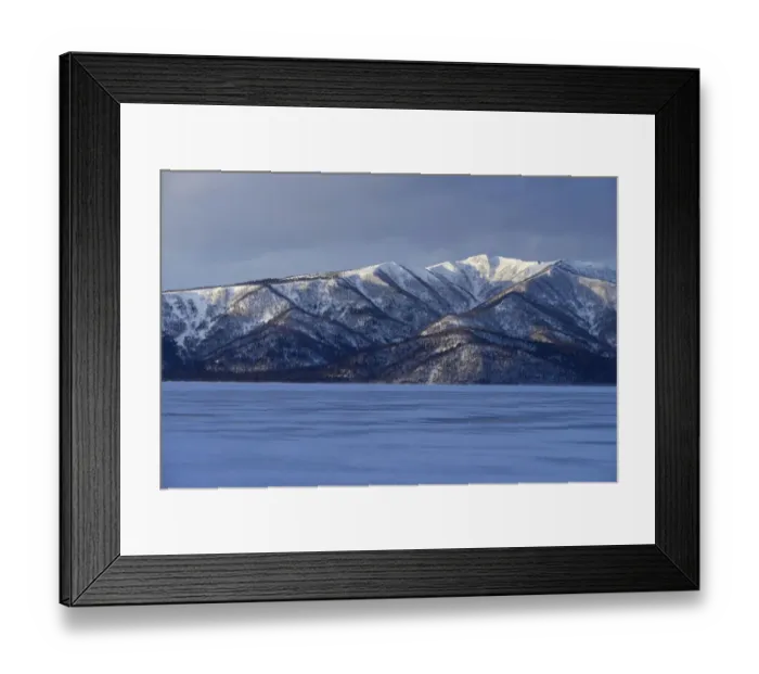 Framed Print : Evening mood at the frozen Lake Kussharo, Akan-Nationalpark, Kawayu Onsen, Hokkaido, Japan Framed Print : Evening mood at the frozen Lake Kussharo, Akan-Nationalpark, Kawayu Onsen, Hokkaido, Japan