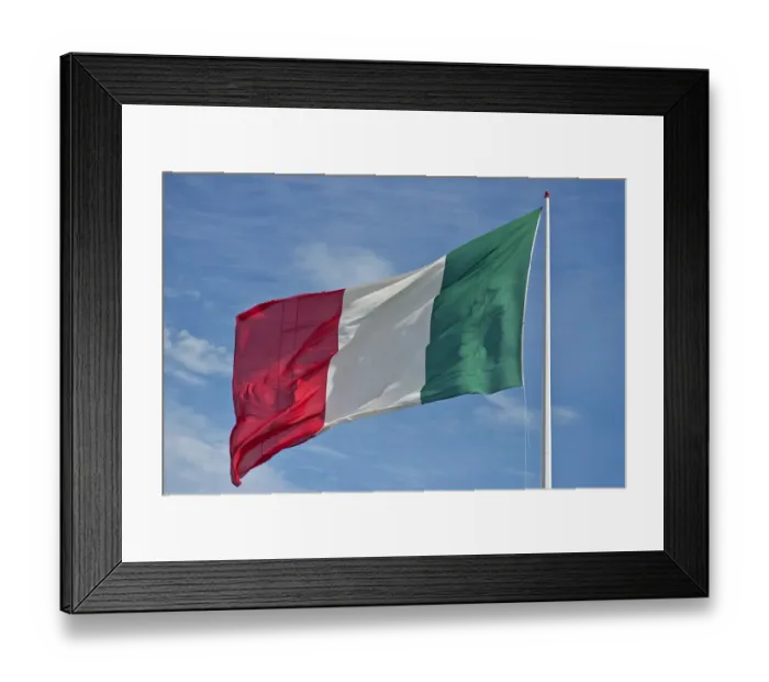 Framed Print : Italian flag against blue sky Framed Print : Italian flag against blue sky